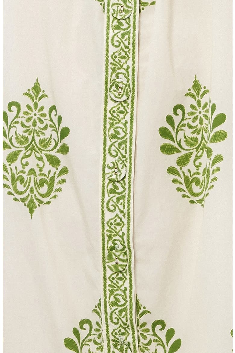 Puff Sleeve Button Front Cotton Minidress, Alternate, color, IVORY GREEN