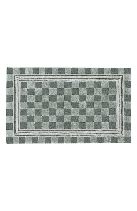 Sage Green Tonal Check Rug