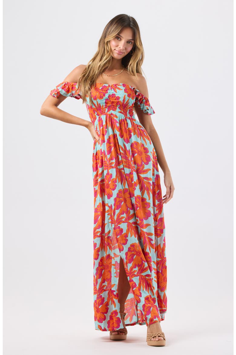 Hollie Floral Maxi Cover-Up Dress, Alternate, color, SEYCHELLES SKY