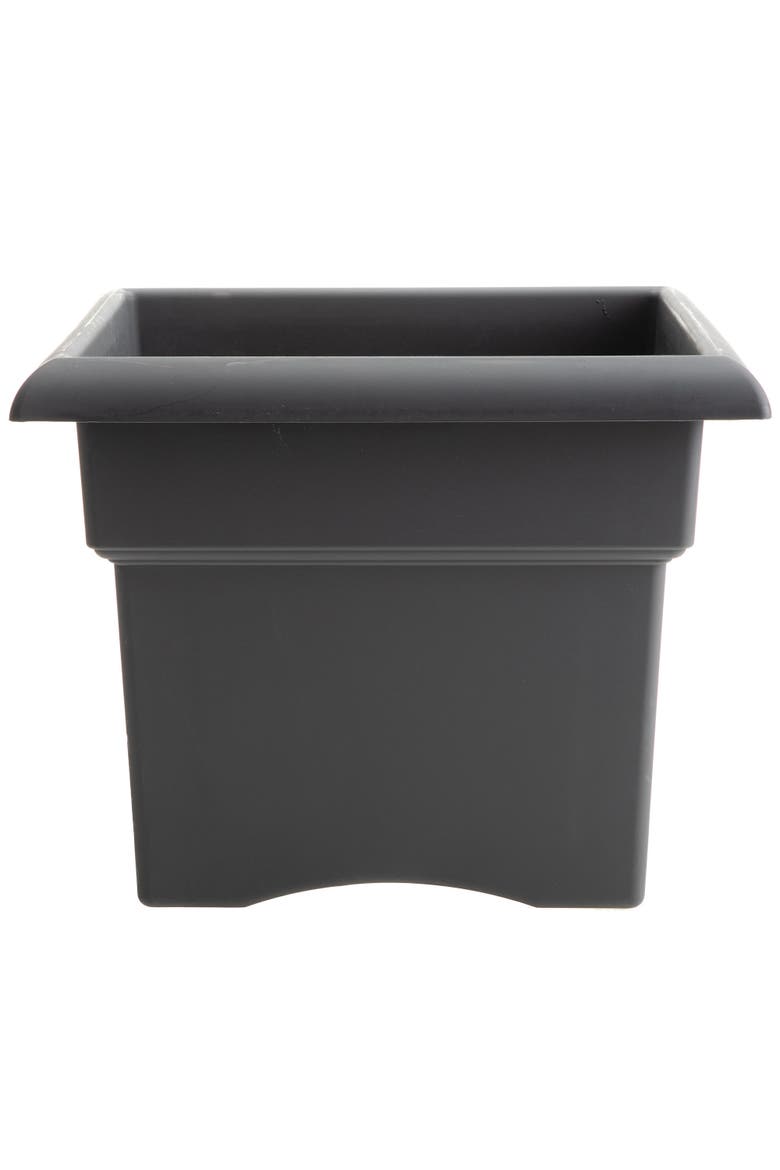 Veranda Square Deck Box Planter 18",Charcoal, Matte Finish, 9 Gal Capacity, Main, color, Gray