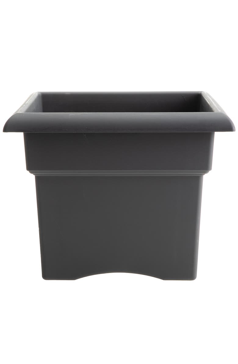 Bloem Veranda Square Deck Box Planter 18",Charcoal, Matte Finish, 9 Gal Capacity, Main, color, Gray