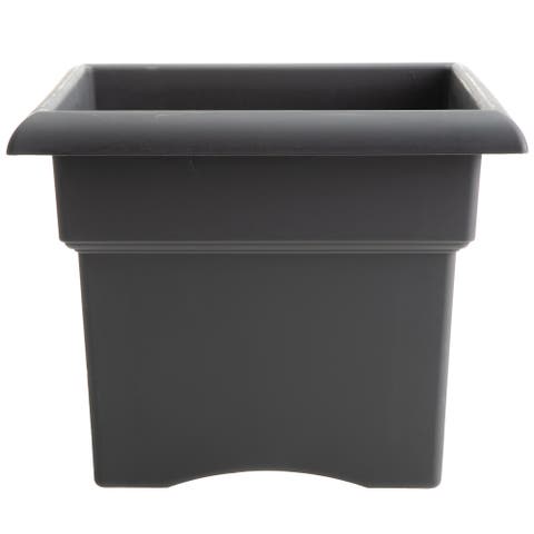 Veranda Square Deck Box Planter 18",Charcoal, Matte Finish, 9 Gal Capacity