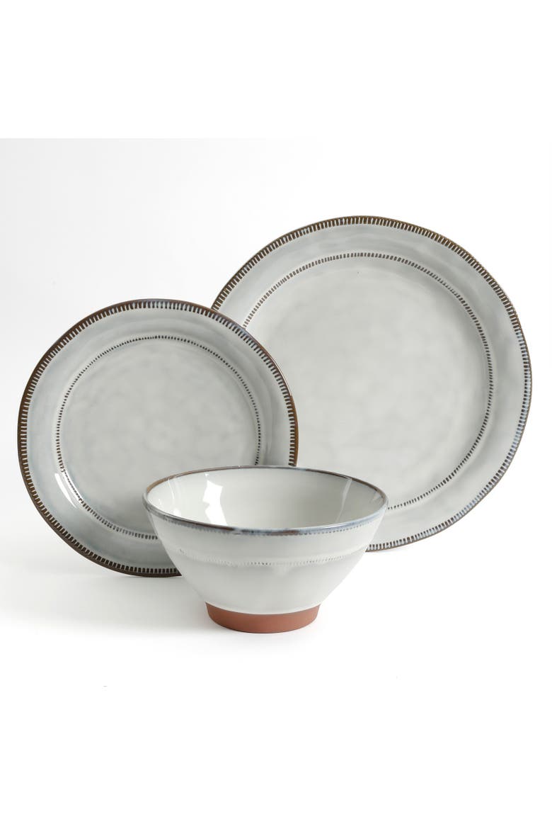 Terranea 12 Piece Stoneware Dinnerware Set , Service for 4, Alternate, color, White