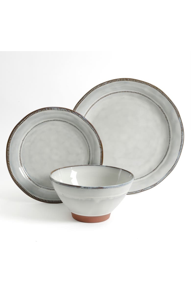 Gibson Elite Terranea 12 Piece Stoneware Dinnerware Set , Service for 4, Alternate, color, White