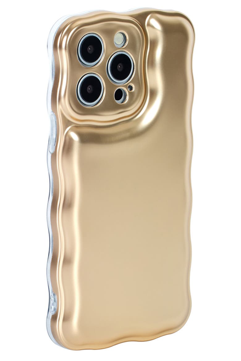 Wavy Cushion iPhone 14 Pro Max Case, Alternate, color, GOLD