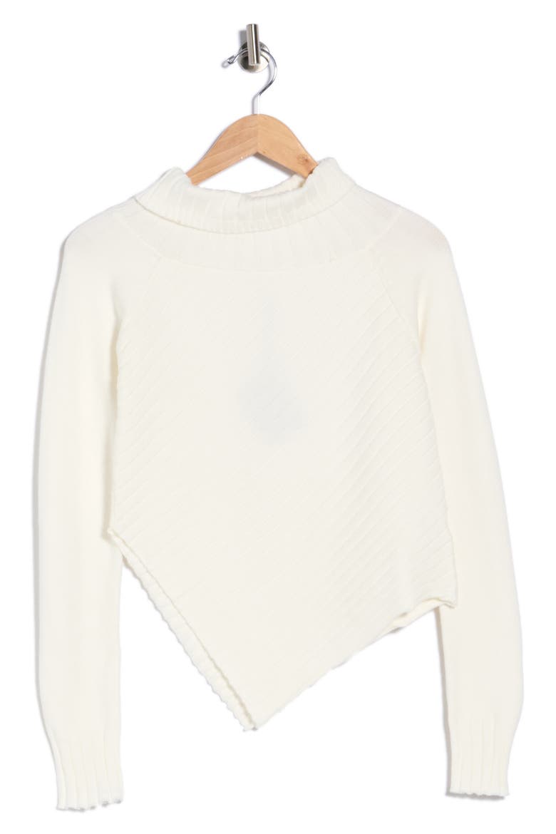 Ursula Asymmetric Hem Mock Neck Sweater, Main, color, WHITE