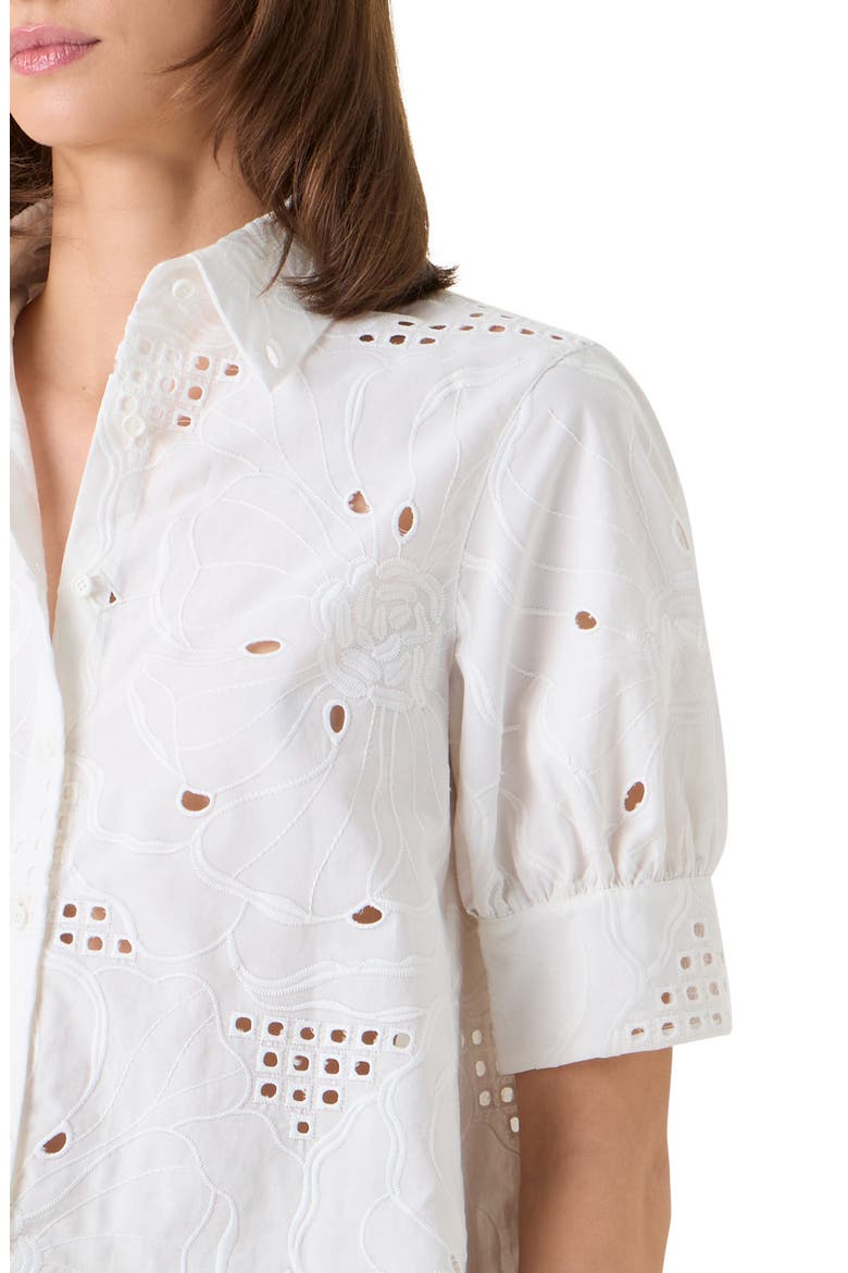 Embroidered Cotton Eyelet Button-Up Shirt, Alternate, color, CREAM
