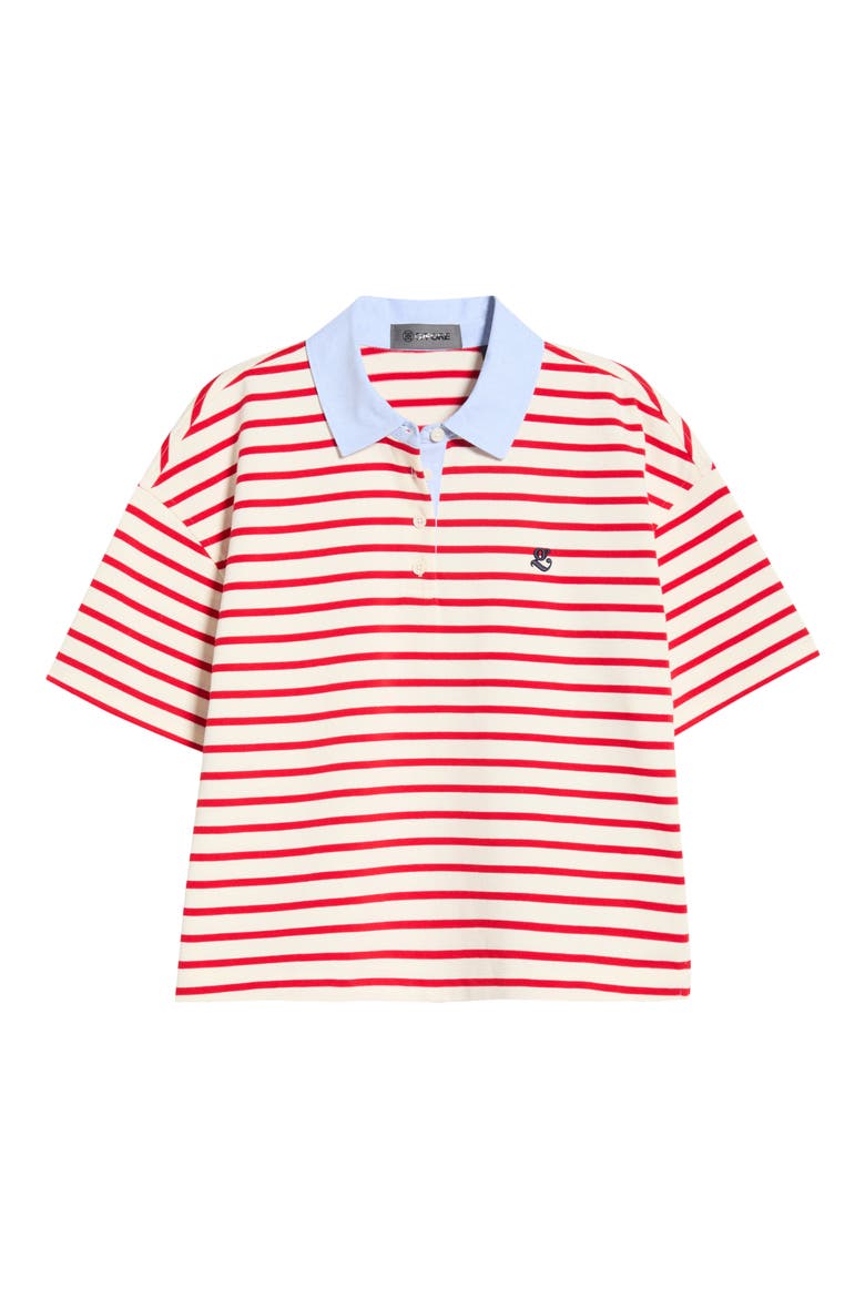 Fore Corners Boxy Rugby Shirt, Alternate, color, CHALK WHITE / LAVA