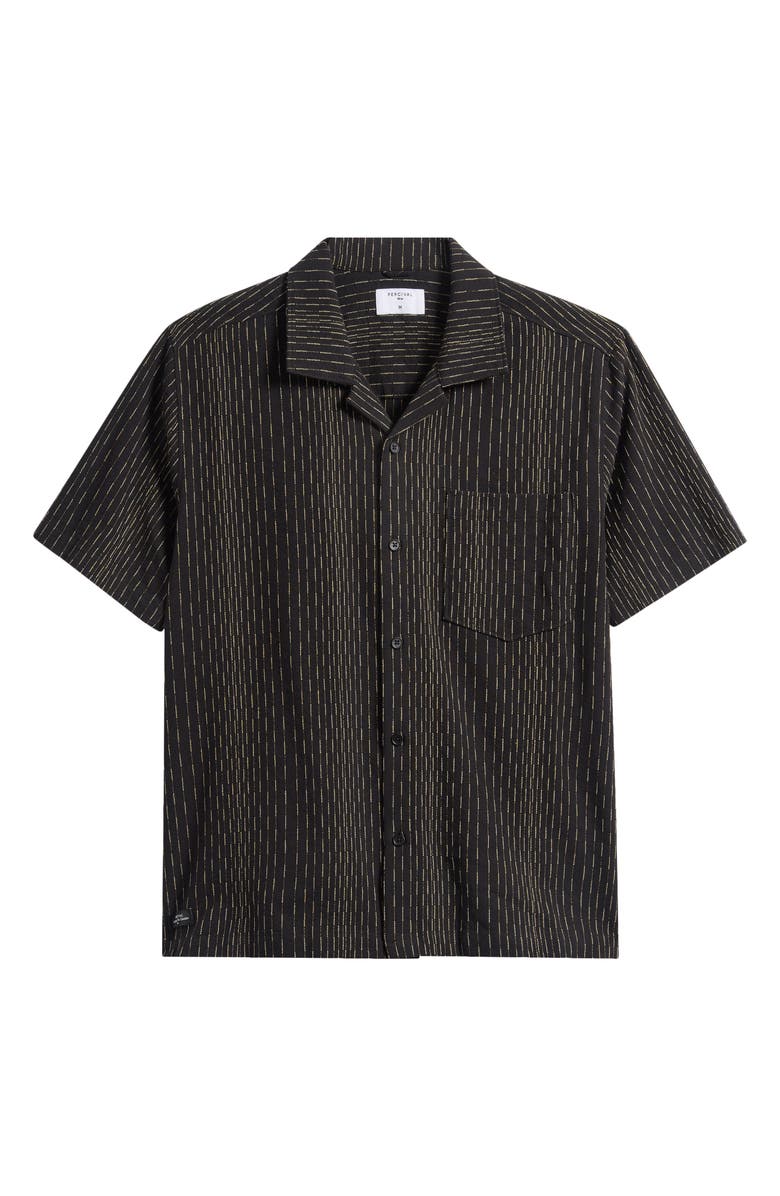 Percival Leland Stripe Camp Shirt, Main, color, Black