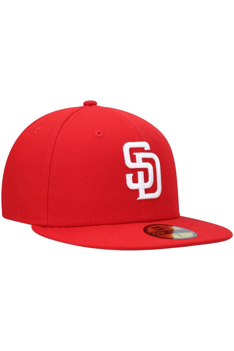 Men's New Era Red San Diego Padres White Logo 59FIFTY Fitted Hat, Alternate, color, Red