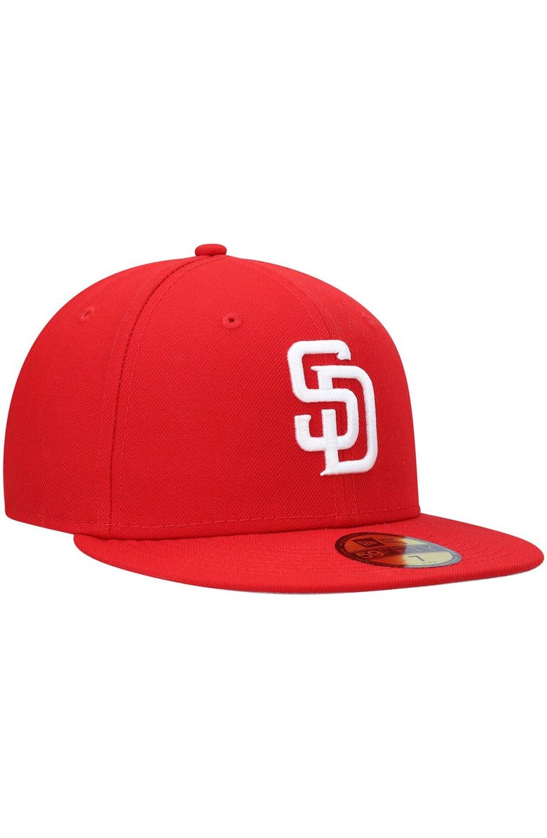 New Era Men's New Era Red San Diego Padres White Logo 59FIFTY Fitted Hat, Alternate, color, Red
