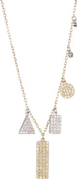 Adornia Gold Plated Sterling Silver Multi Shaped Pavé Swarovski Crystal Accented Pendant Necklace