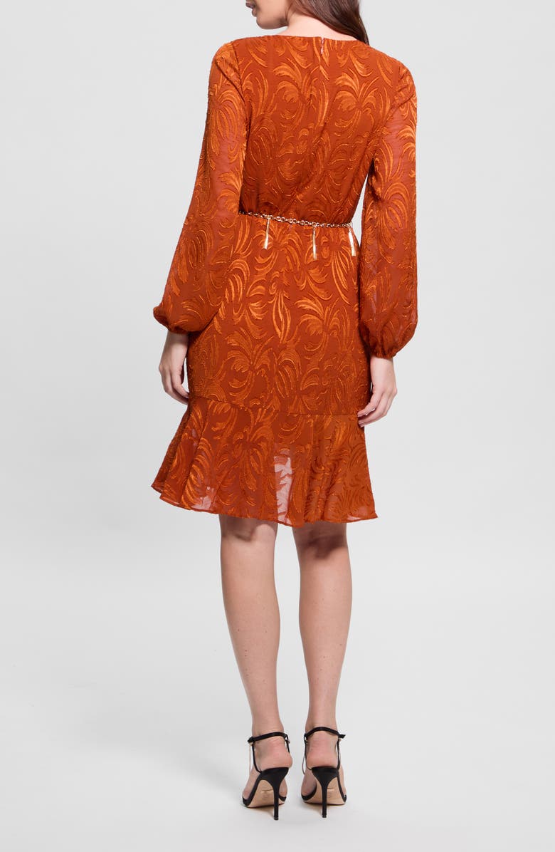 GUESS Deztiny Long Sleeve Dress, Alternate, color, Hot Caramel