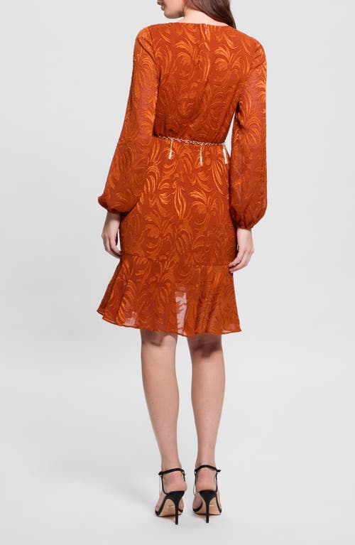 Guess Deztiny Long Sleeve Dress In Orange