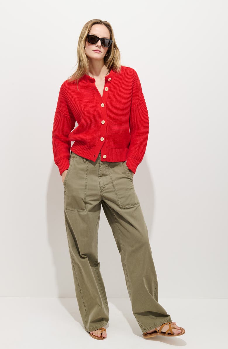 Alex Mill Chunky Cotton Cardigan, Alternate, color, Tomato