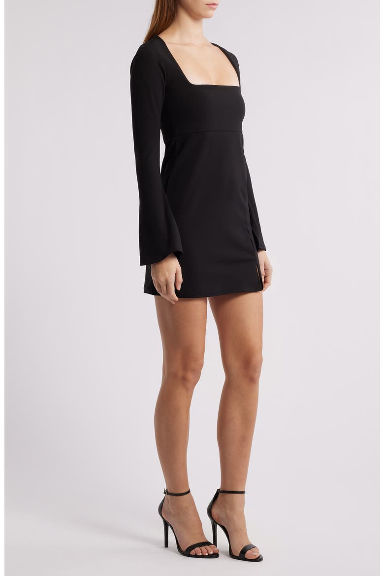 Long Sleeve Square Neck Minidress, Alternate, color, BLACK