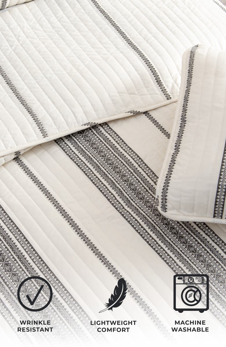 Woven & Weft Farmhouse Stripe Quilt & Sham Set, Alternate, color, Grey