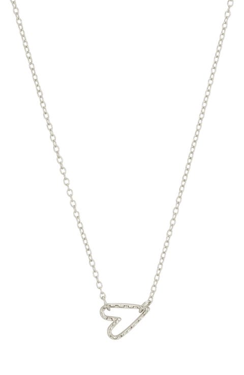 Hammered Open Heart Pendant Necklace