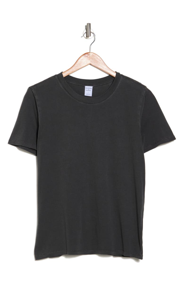 Melrose and Market Washed Cotton Crewneck T-Shirt, Alternate, color, Black Jet