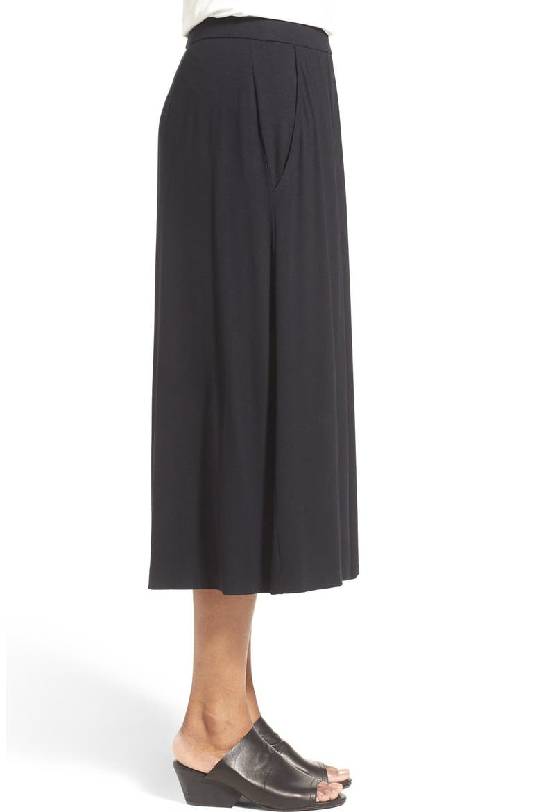 Jersey Wide Leg Culottes, Alternate, color, BLACK