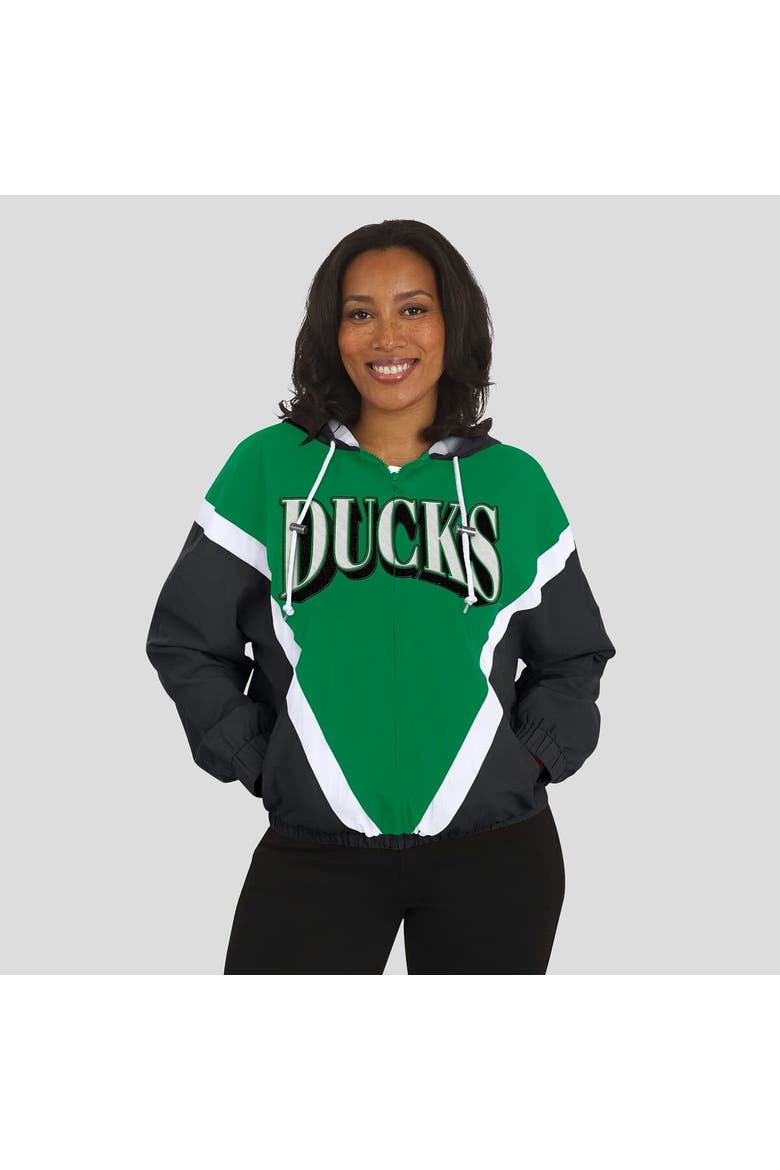 Women's WEAR by Erin Andrews Green/Black Oregon Ducks Colorblock Full-Zip Hoodie Windbreaker Jacket, Alternate, color, Green