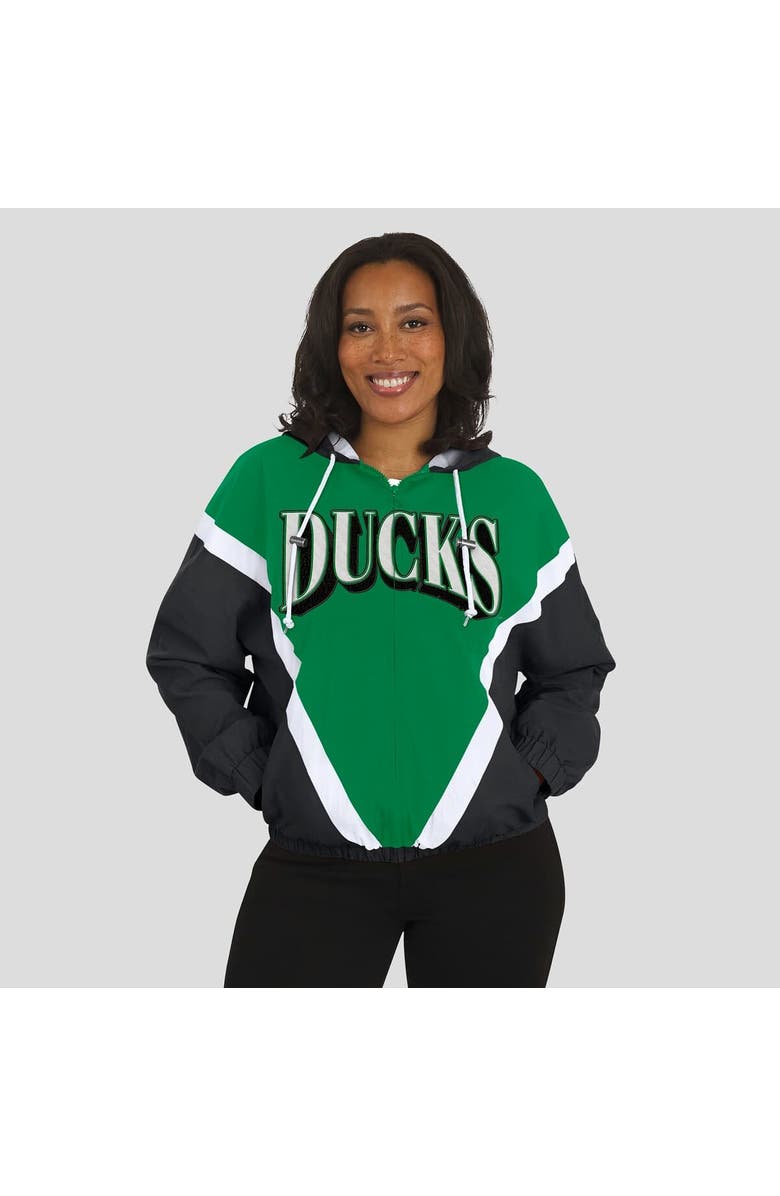 WEAR by Erin Andrews Women
s WEAR by Erin Andrews Green/Black Oregon Ducks Colorblock Full-Zip Hoodie Windbreaker Jacket, Alternate, color, Green