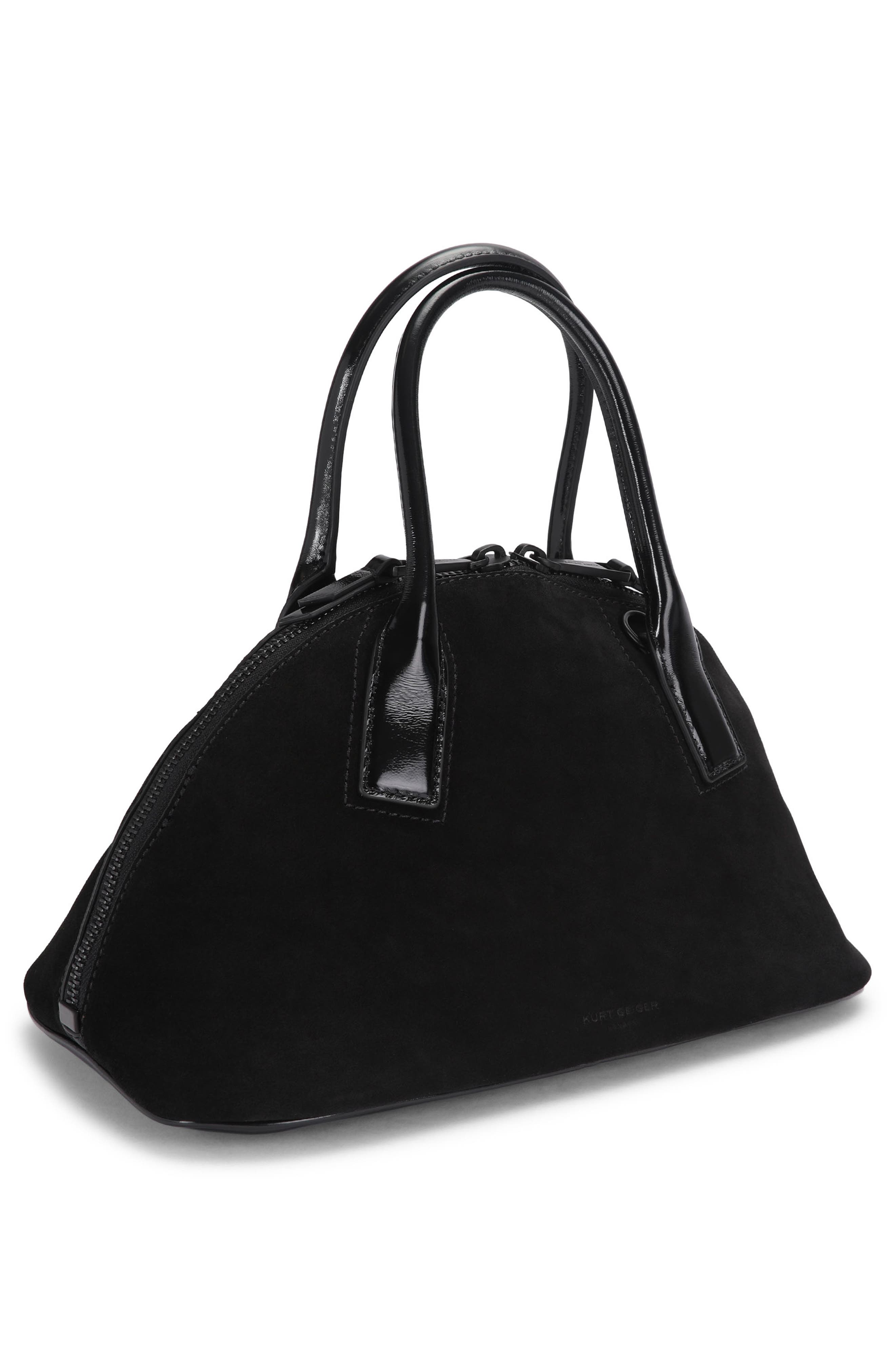 Sloane Suede Bowling Handbag, Alternate, color, BLACK