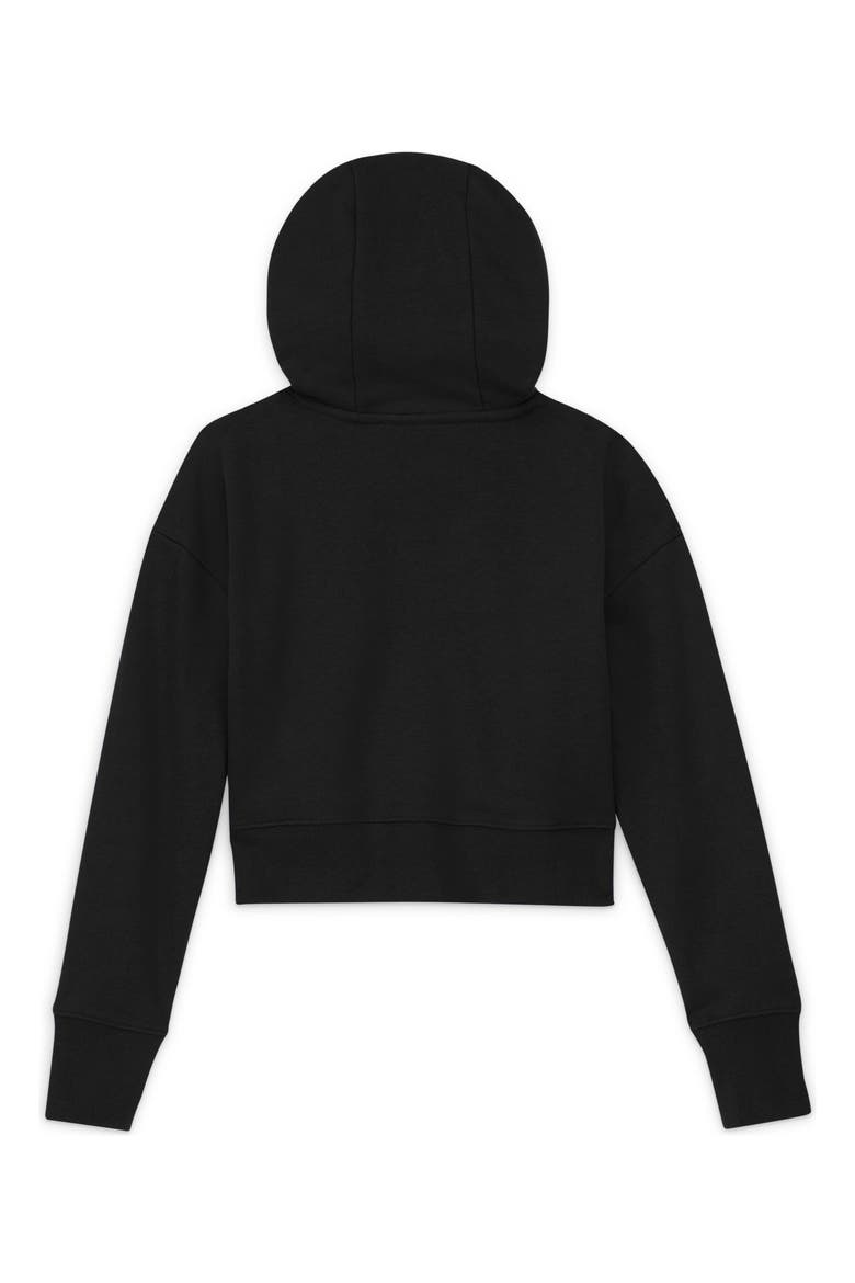 Kids' Club Crop Cotton Blend French Terry Hoodie, Alternate, color, BLACK/WHITE