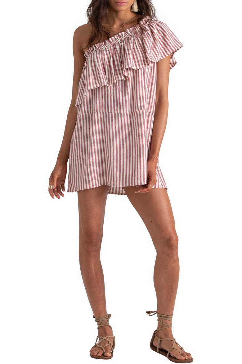 x Sincerely Jules Right Minded One-Shoulder Dress, Main, color, RED CLAY