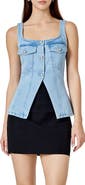 Endless Rose Fitted Denim Cutaway Vest