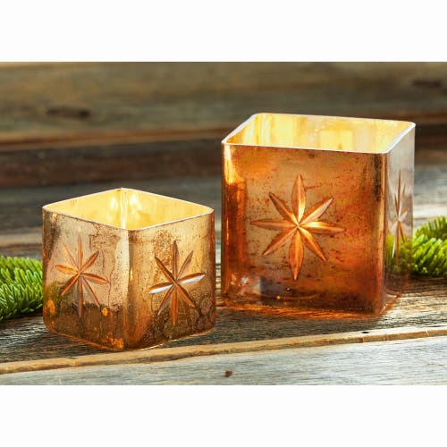 Tag Cosmos Gold Glass Tealight Holder For Christmas Decor In Gold