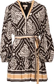 Adrianna Papell Mixed Print Long Sleeve Dress