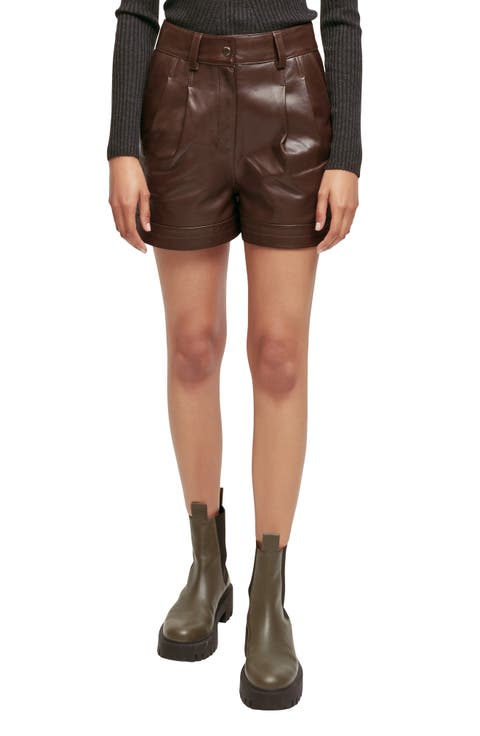 Tou High Waist Lambskin Leather Shorts