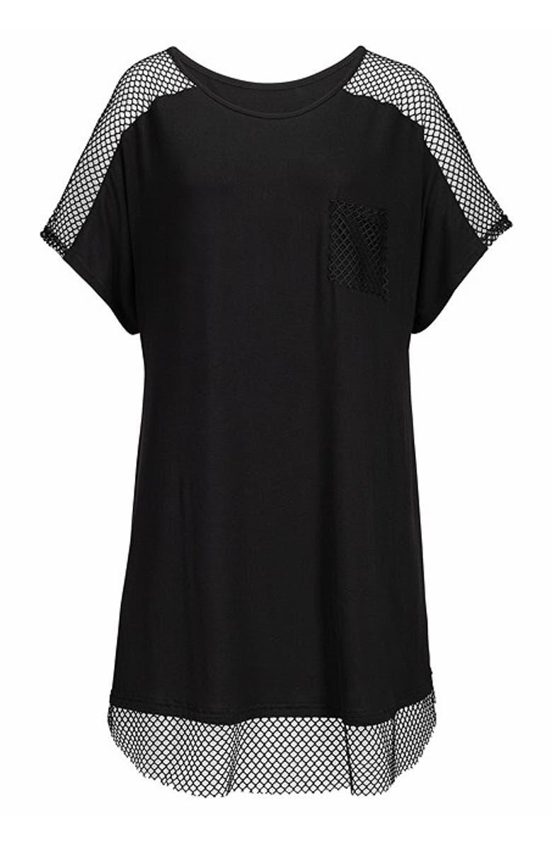 LASCANA Mesh Insert Cover Up, Alternate, color, Black