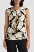 KASPER Palm Print Keyhole Sleeveless Top