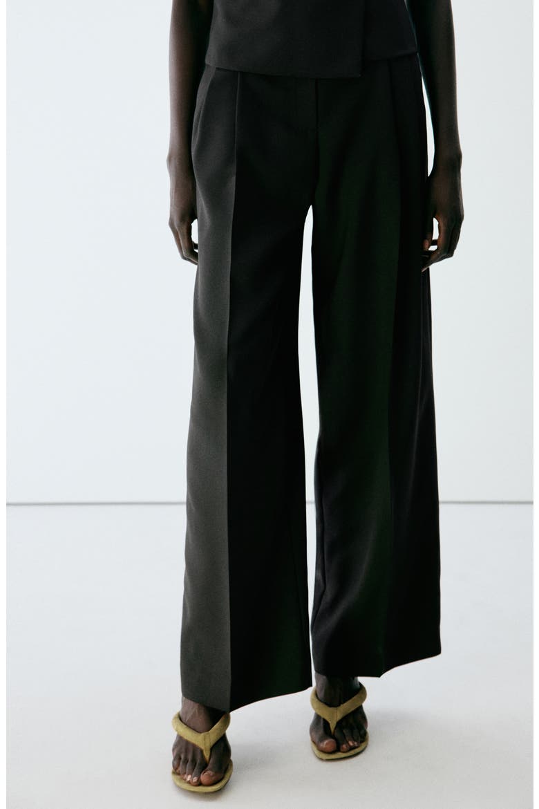 Roma Straight Leg Tailored Trousers, Alternate, color, BLACK