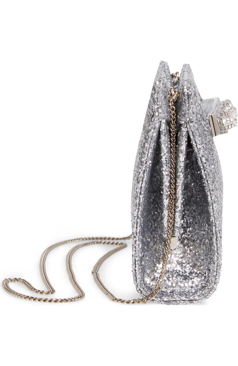 Jimmy Choo Galactica Glitter Clutch with Crystal Bracelet Handle, Alternate, color,