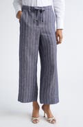 Max Mara Cresta Pinstripe Linen Twill Wide Leg Crop Pants