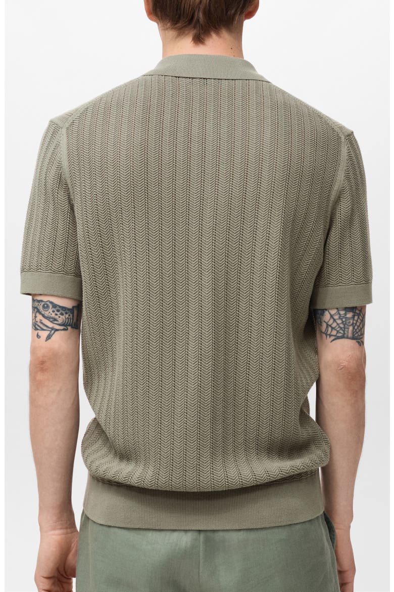 Textured Short Sleeve Knit Button-Up Shirt, Alternate, color, KHAKI GREEN