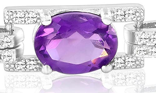 Simona Oval White Topaz Bracelet In Purple