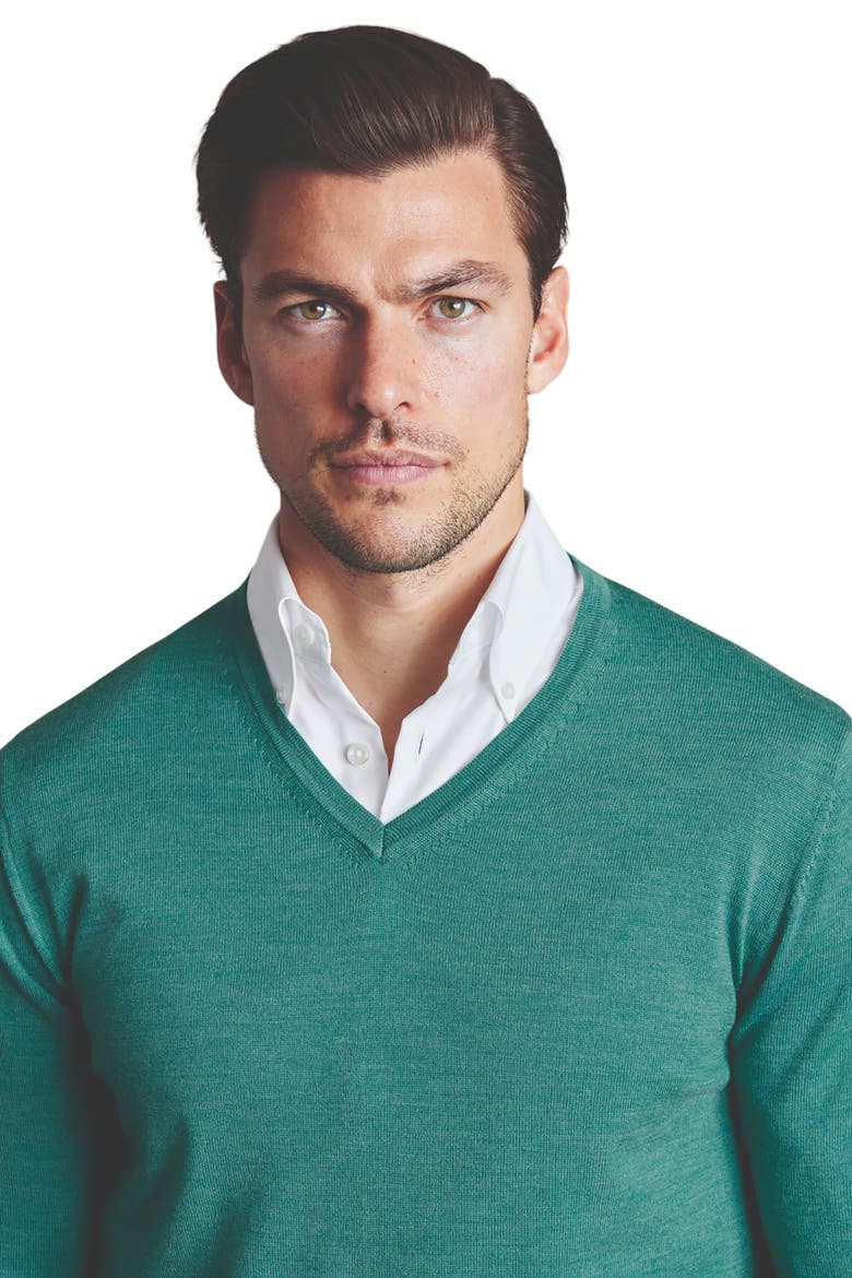 Pure Merino V Neck Sweater, Alternate, color, Aqua Green