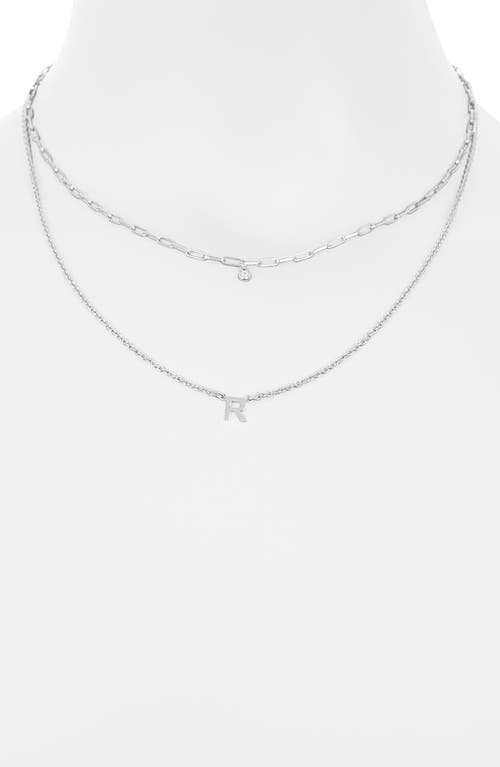 Meshmerise Diamond Initial Charm Necklace In Metallic