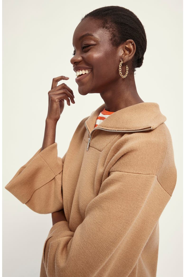 Wool Blend Anorak Sweater, Alternate, color, CAMEL MELANGE