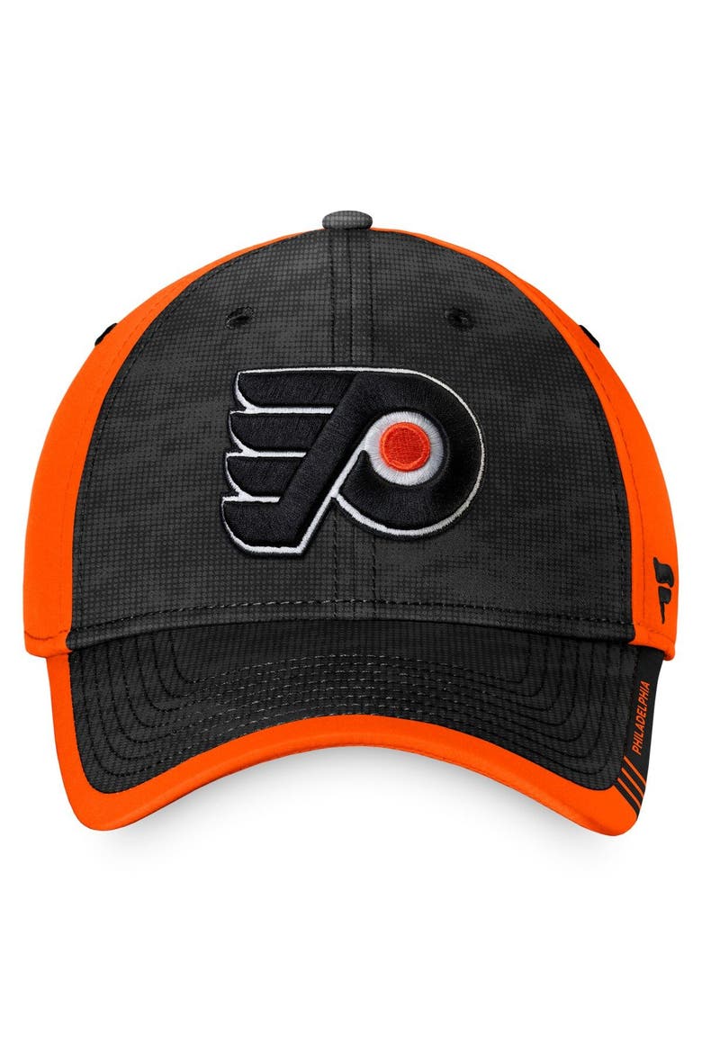 Men's Fanatics Branded Black/Orange Philadelphia Flyers Authentic Pro Rink Camo Flex Hat, Alternate, color, Black
