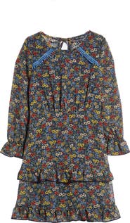 Ava & Yelly Kids' Floral Long Sleeve Tiered Dress