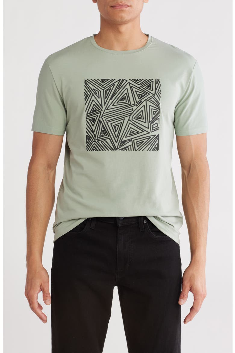 3D Abstract Stretch Cotton Graphic T-Shirt, Main, color, SAGE