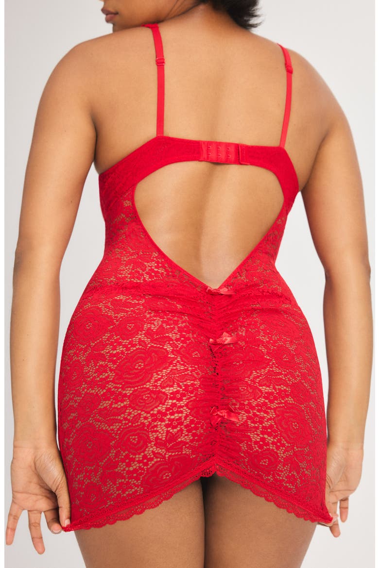 Rose Lace Underwire Chemise, Alternate, color, TIMELESS RED