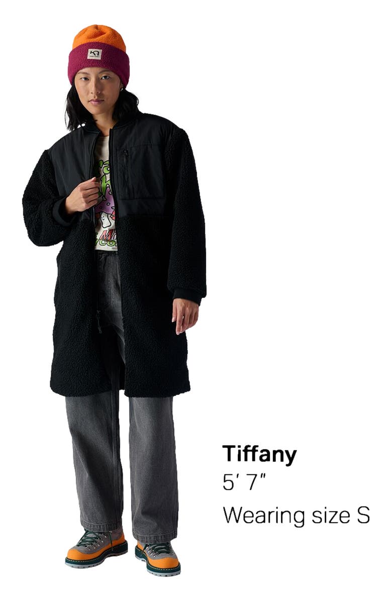 Backcountry Mixed Fabric Fleece Long Coat - Women's, Alternate, color, Black