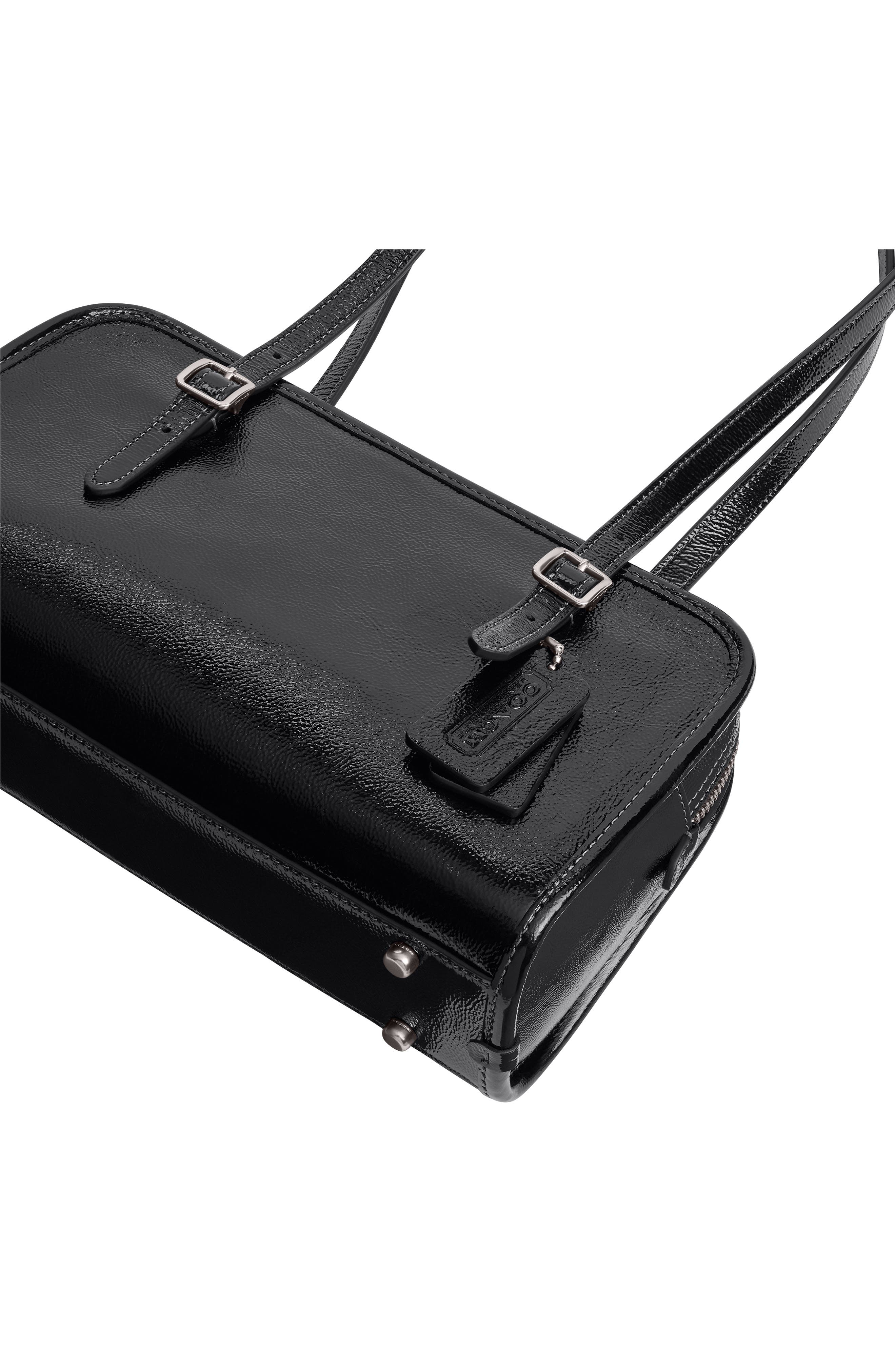 COACH The Coach Originals Crinkle Patent Leather Swing Zip Satchel, Alternate, color, 