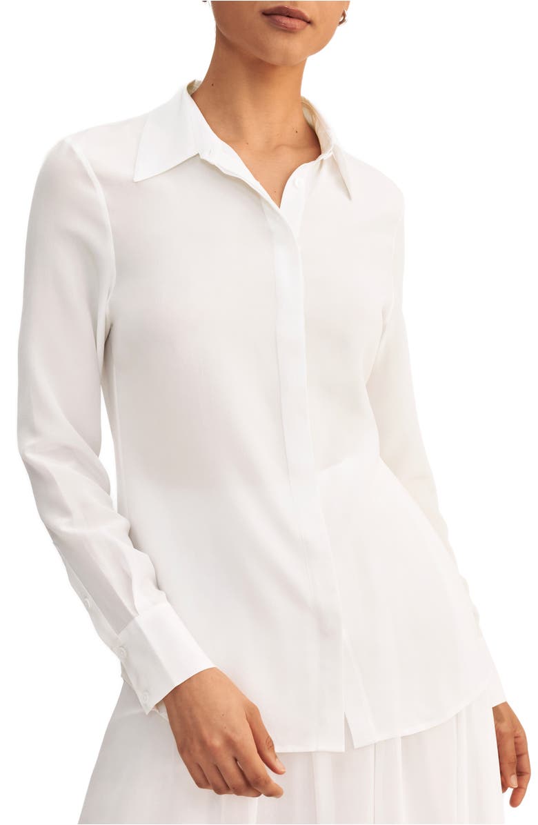 Lilysilk Classic Comfort Silk Shirt, Main, color, Natural White